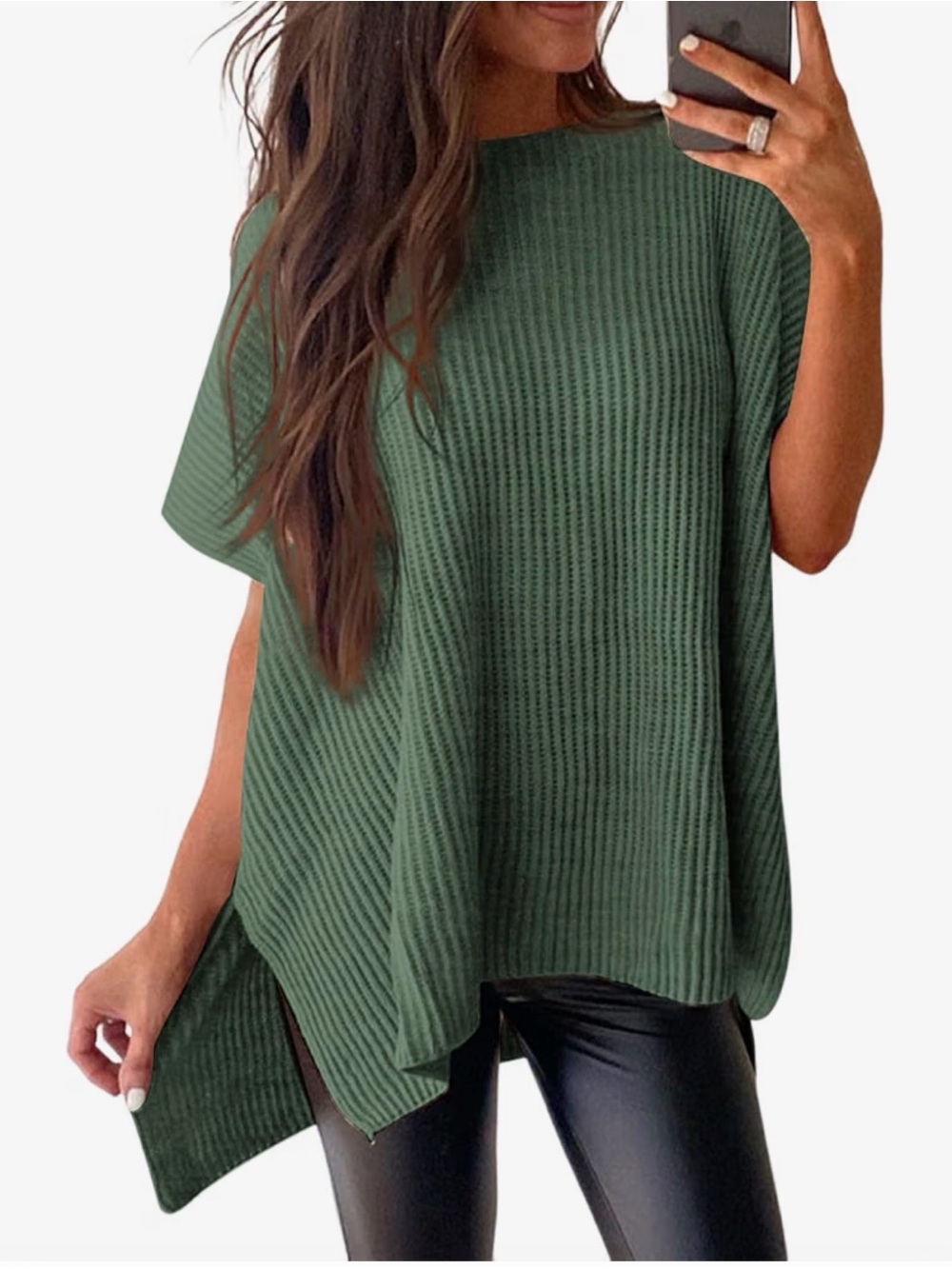 SHEWIN Crewneck Short Sleeve Sweater Causal Tunic Top